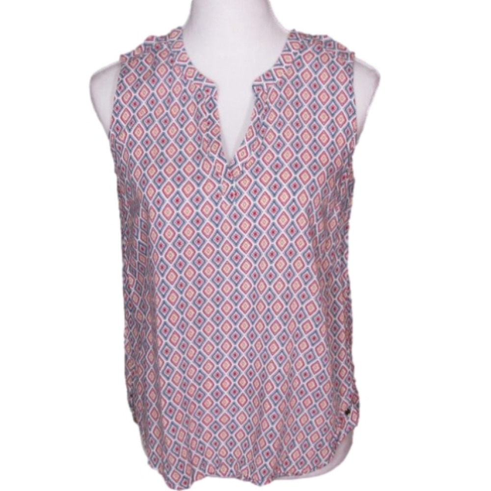 Eddie Bauer Sleeveless Geometric Print Blouse Size Small